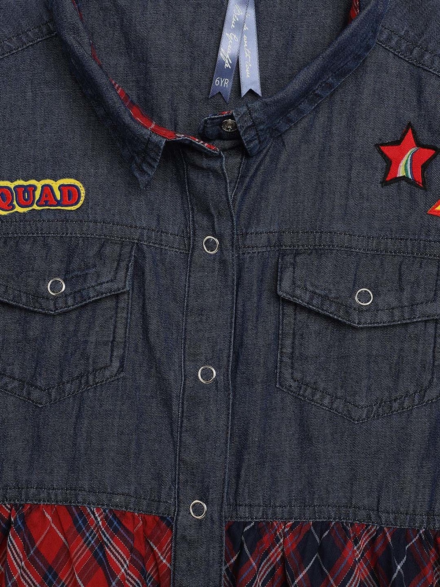 Blue Giraffe Kids Multicolor Cotton Chequered Dress