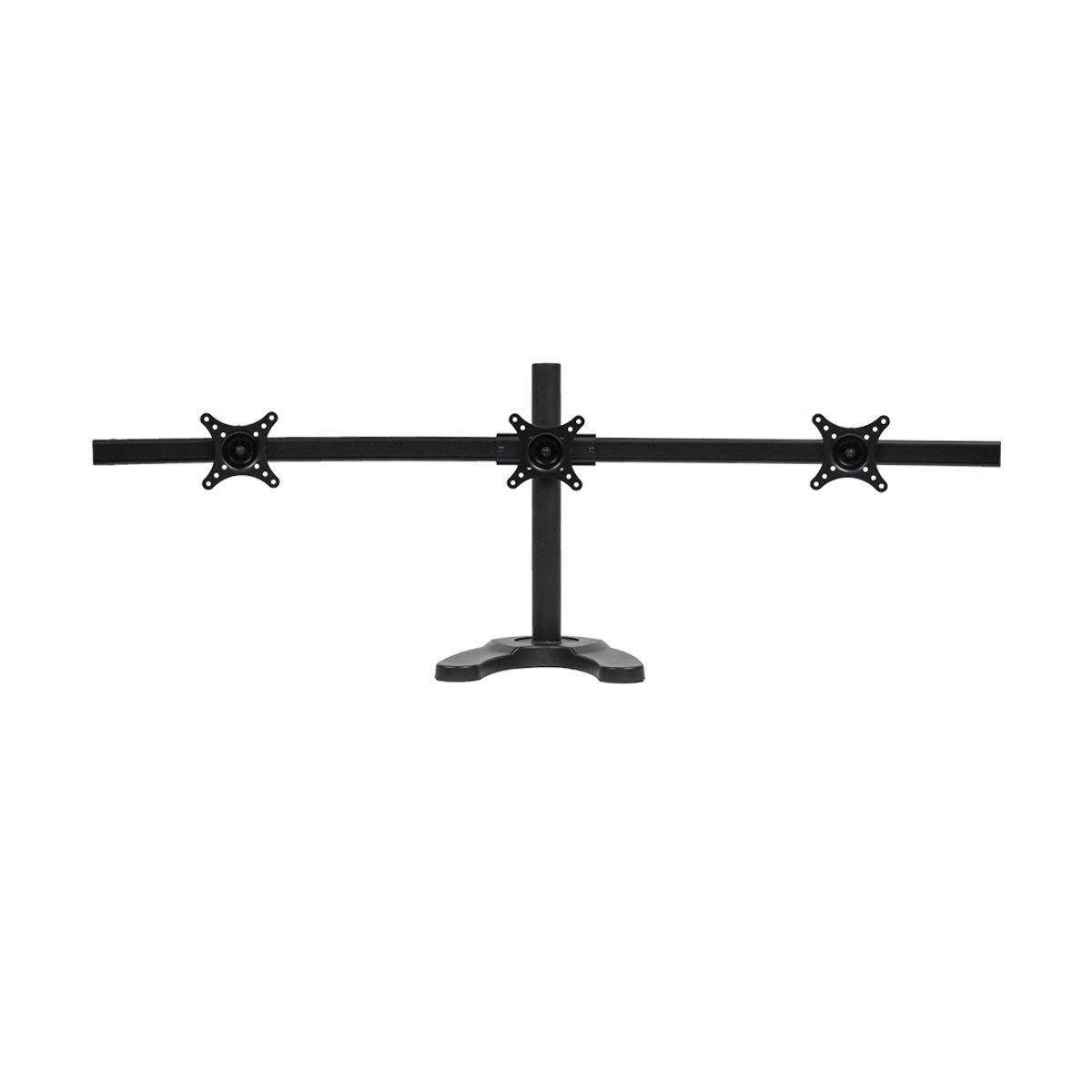 NavePoint Triple LCD Curved Monitor Mount Stand Free Standing With Adjustable Tilt Holds 3 Monitors Up To 24-Inches Black