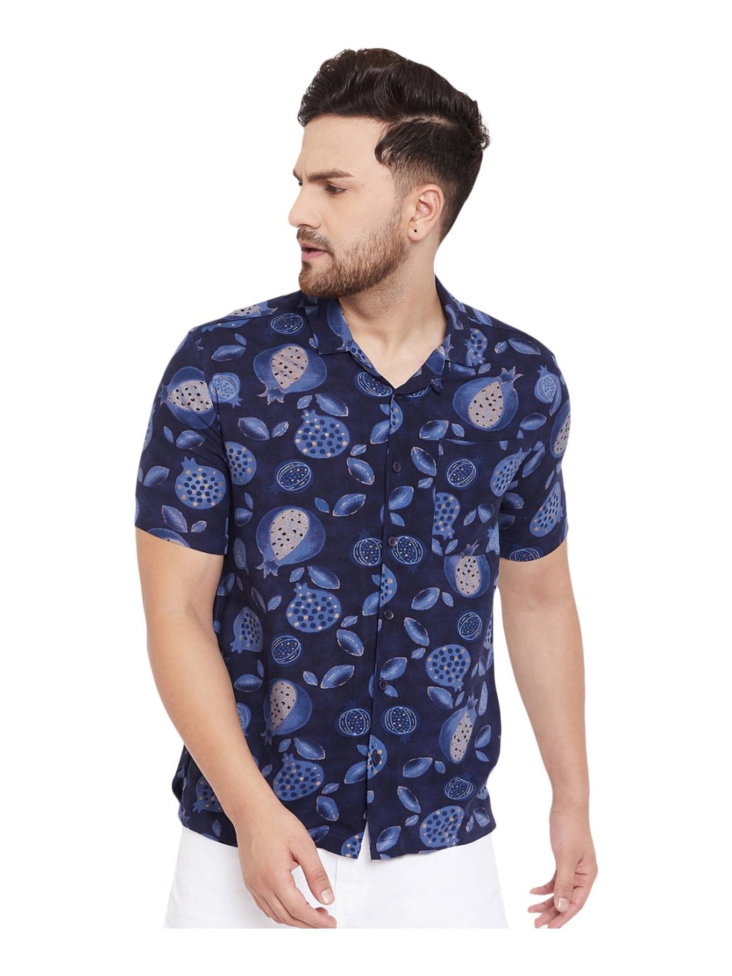 Even Navy Slim Fit Printed Shirt