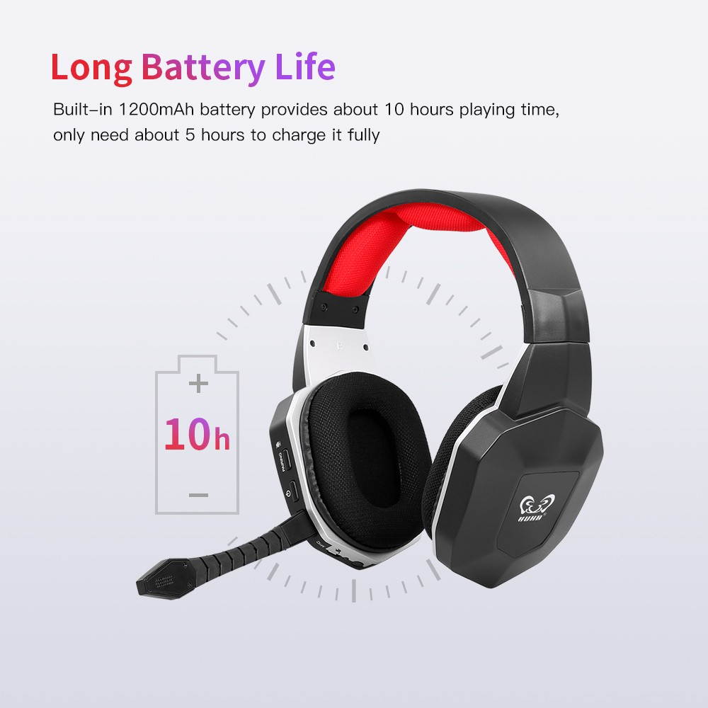 HW-N9U Wireless Gaming Headset 2.4GHz Optical Gaming Headphone Virtual 7.1 Channel Surround Sound Gaming Headset for PS4/PC/Mac