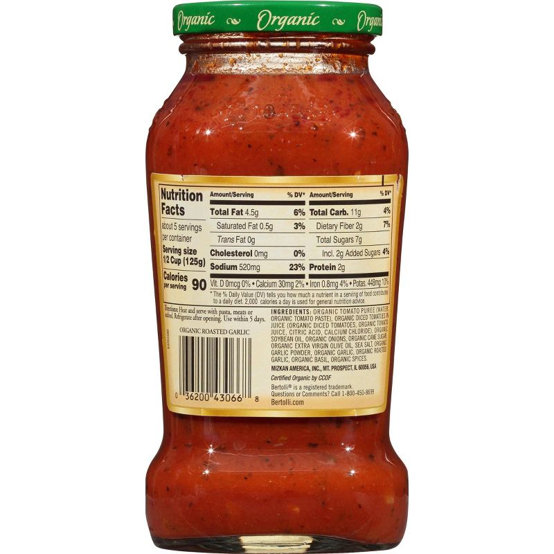 Bertolli Organic Fire Roasted Garlic Marinara Pasta Sauce - 24oz