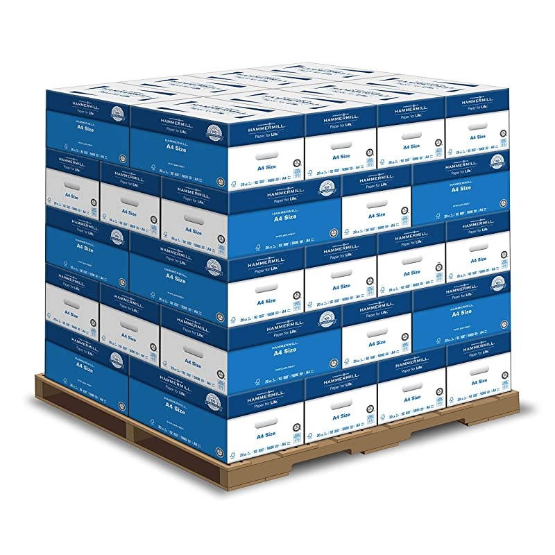 A4 Paper, 20 lb Copy Paper (210mm x 297mm) - 1 Pallet, 40 Cases (200,000 Sheets) - 92 Bright, Made in the USA, 105500P