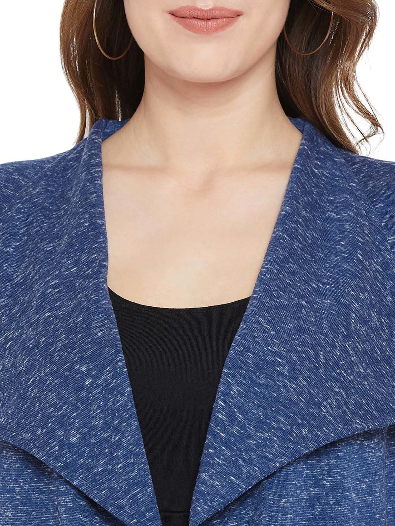 Hypernation Pigeon Blue Cotton Self Pattern Shrug