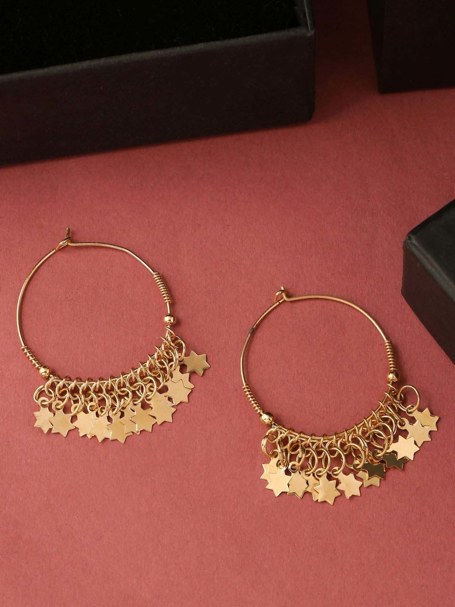 NVR Gold Plated Hoop Earrings for Women