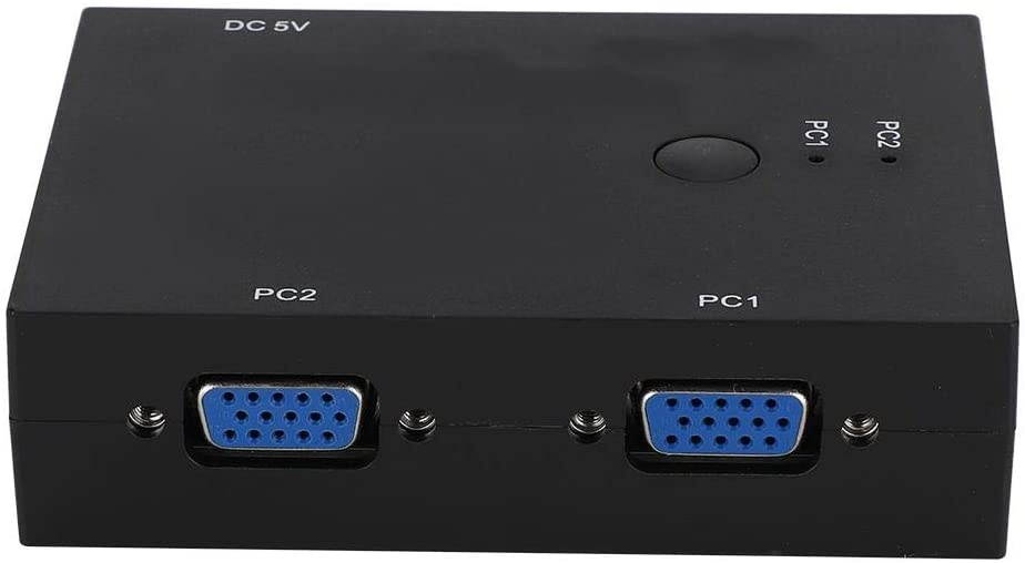 VGA Dual Port Switch, 1920x1440 500M Bandwidth Dual Port UHD DP USB KVM Switch Support for Host Scanning and Audio Switching Black for Monitor Screen