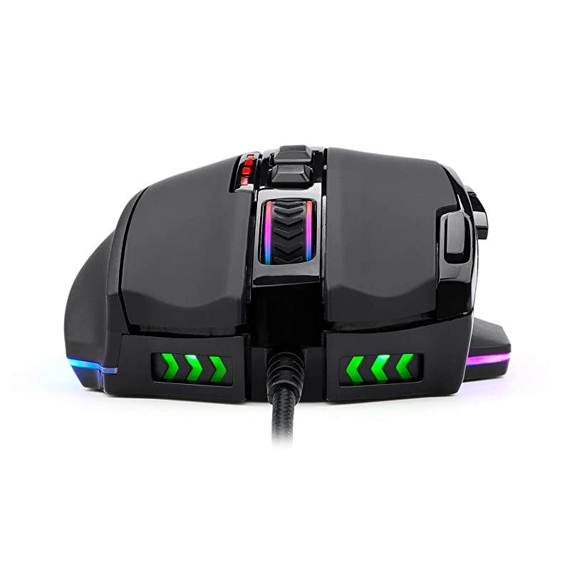 M801 Gaming Mouse RGB MMO 9 Programmable Buttons Mouse with Macro Recording Rapid Fire Button 16000 DPI for Windows PC (Wired, Black)