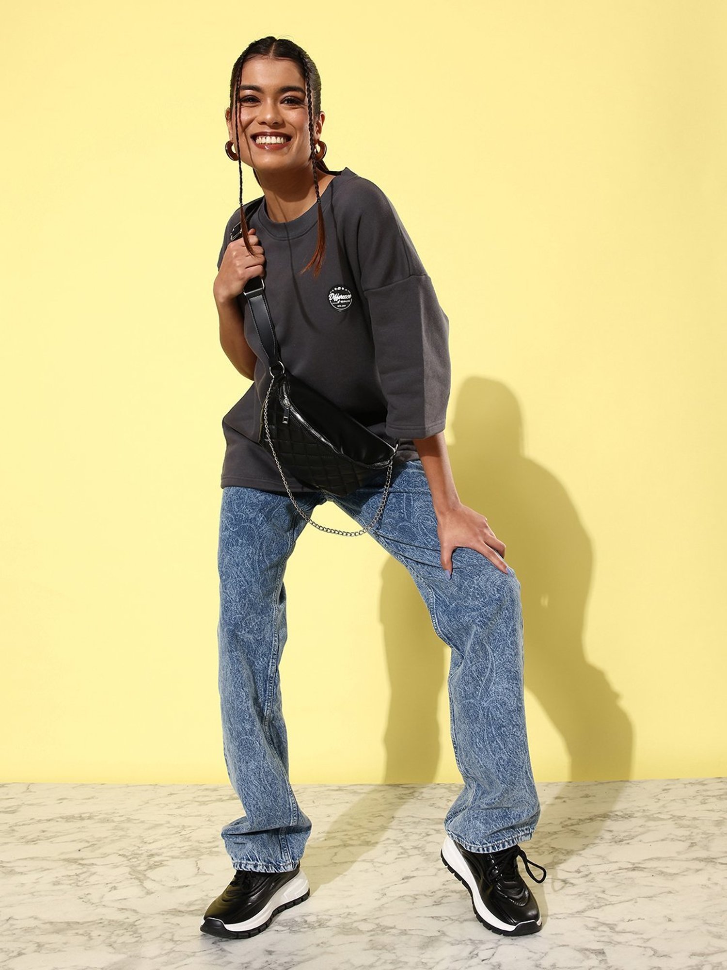 Difference of Opinion Dark Grey Fleece Oversized Sweatshirt