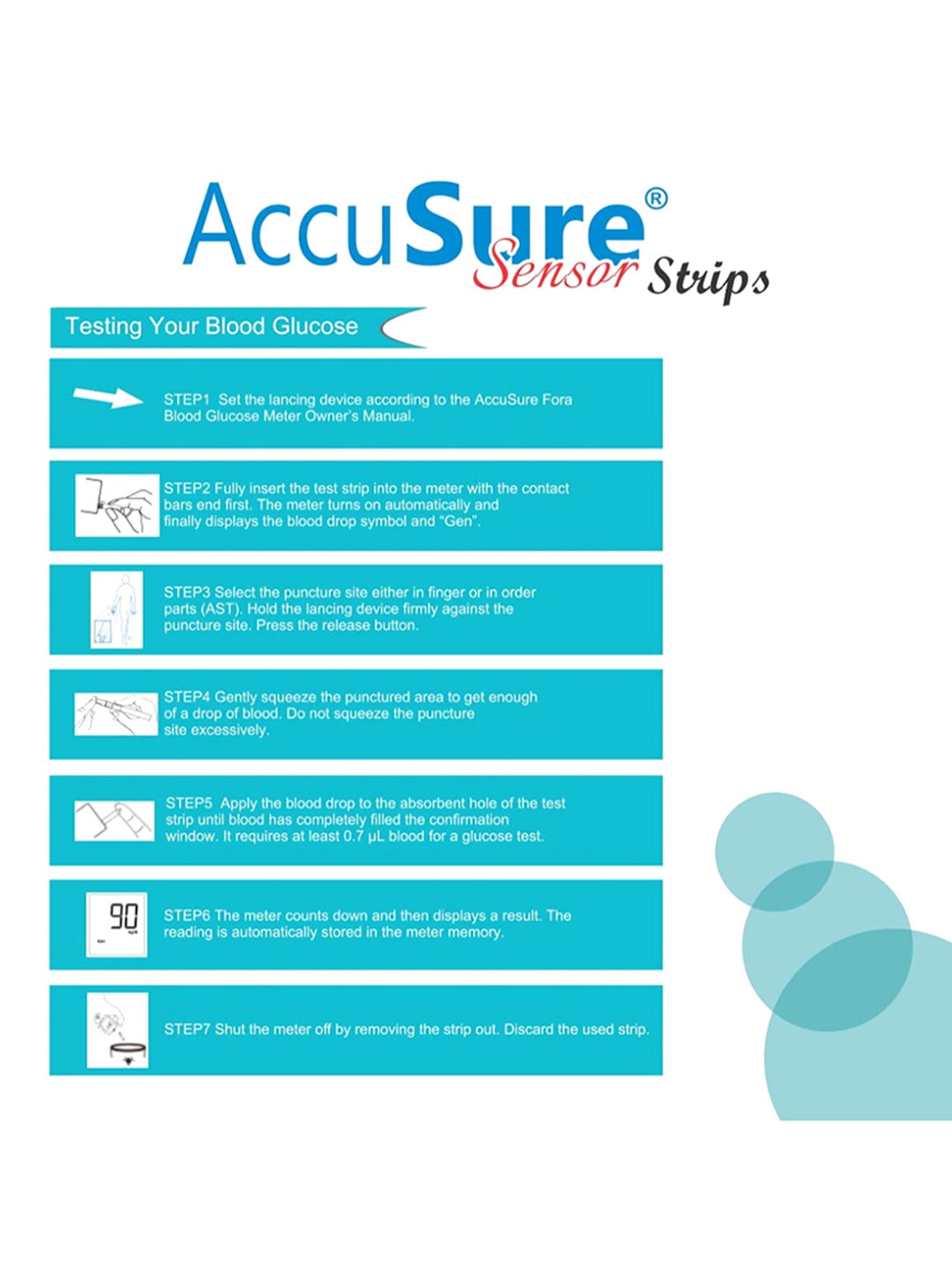 AccuSure Sensor Glucometer Test Strips, Pack of 1 | 25 Glucometer Strips