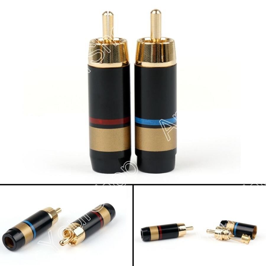 20PCS Copper RCA Plug Audio Cable Male Connector Adapter Connector Soldering Phono Male for 6.6mm Cable