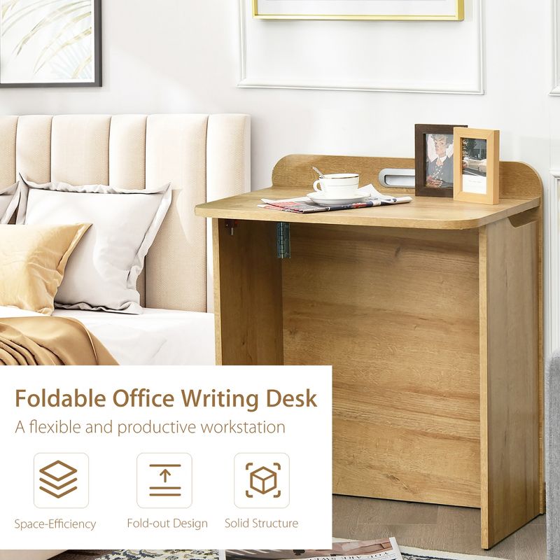 Costway Folding Computer Desk Space Saving Laptop Table Workstation w/ Handle