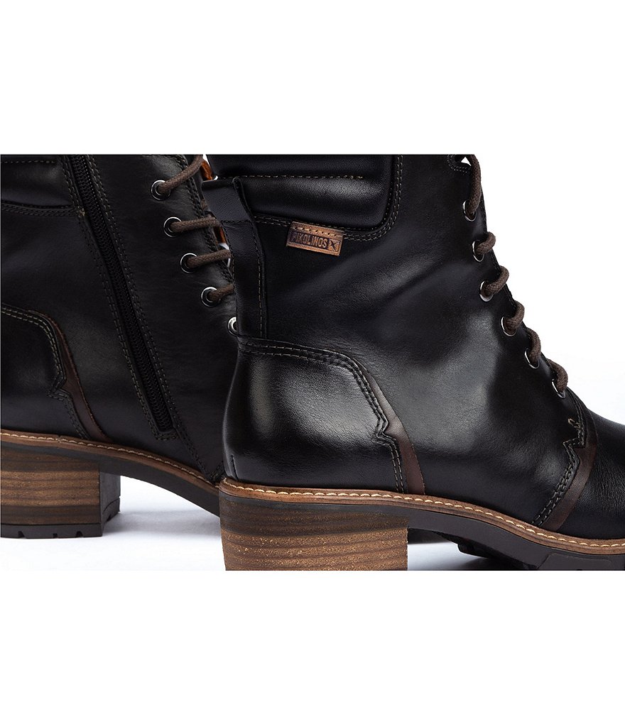 Pikolinos San Sebastian W1T Leather Lace-Up Block Heel Booties