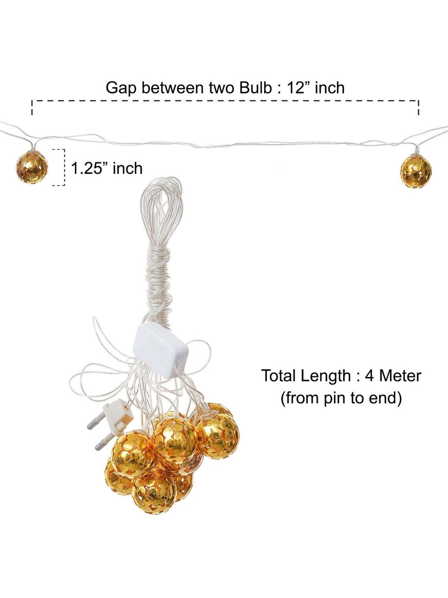 eCraftIndia Golden Ball Steady, Blinking Color Changing LED Fairy String Lights