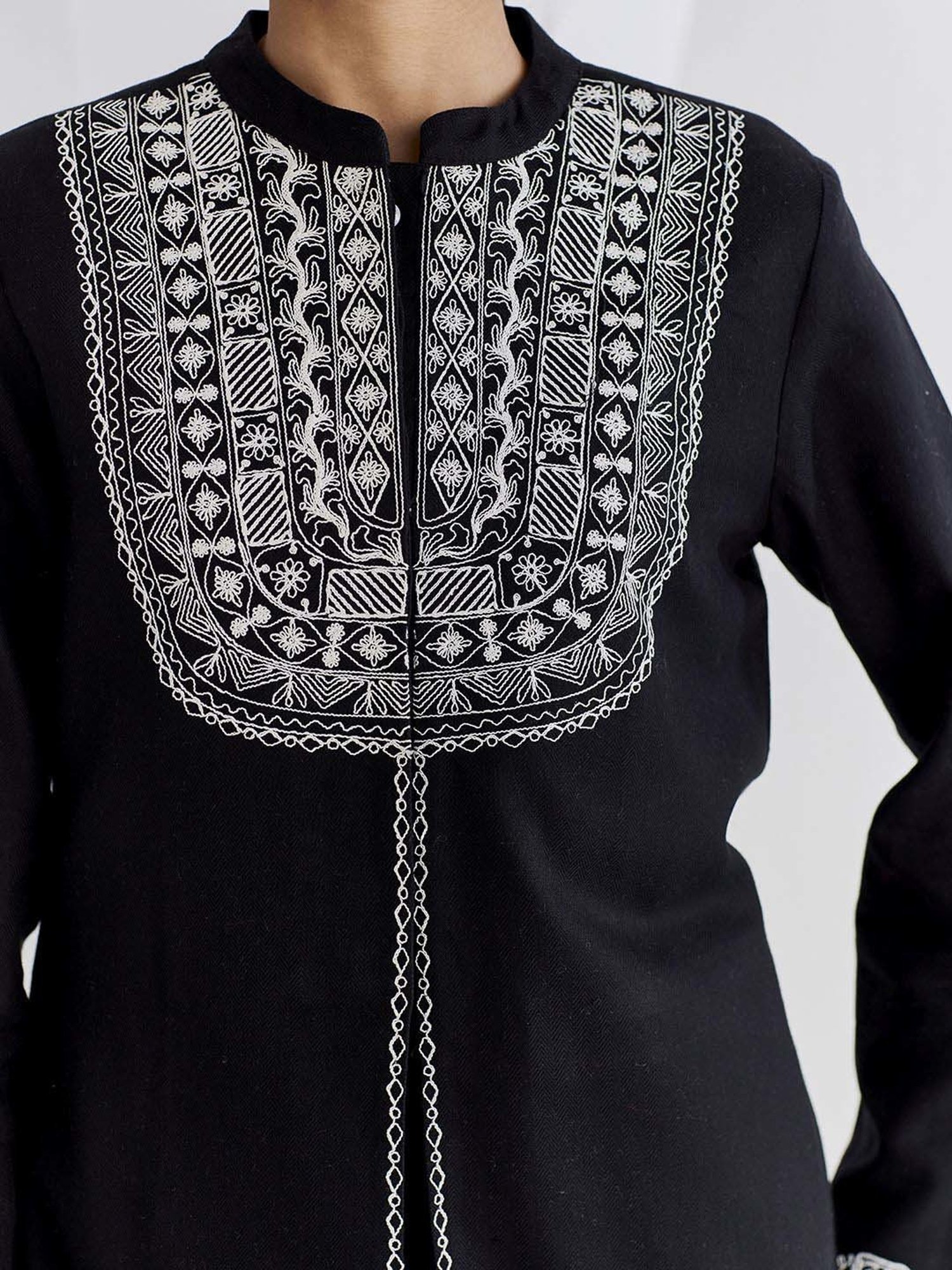 Ancestry Jet Black Embroidered Jacket