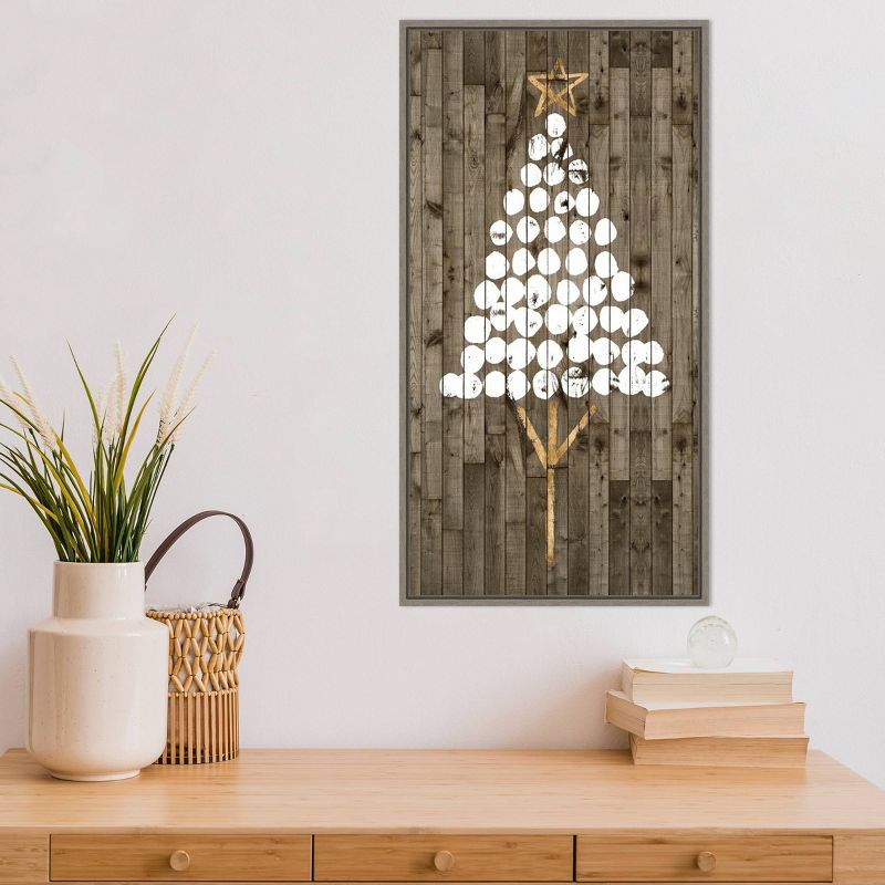 14" x 26" Wooded Whimsy IV Tree by Grace Popp Framed Canvas Wall Art - Amanti Art