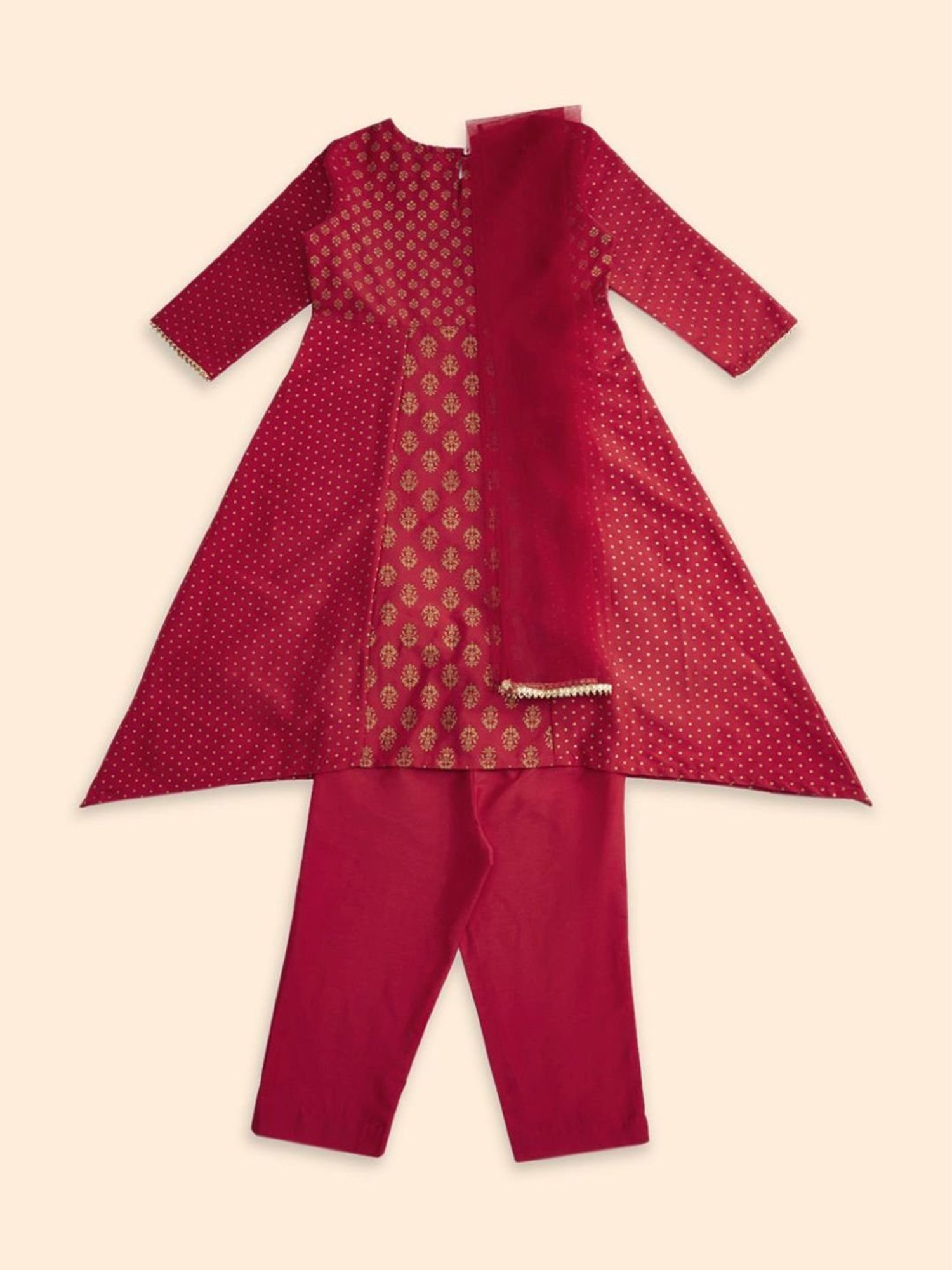 VASTRAMAY Kids Blue & White Cotton Over Dyed Kurta Set