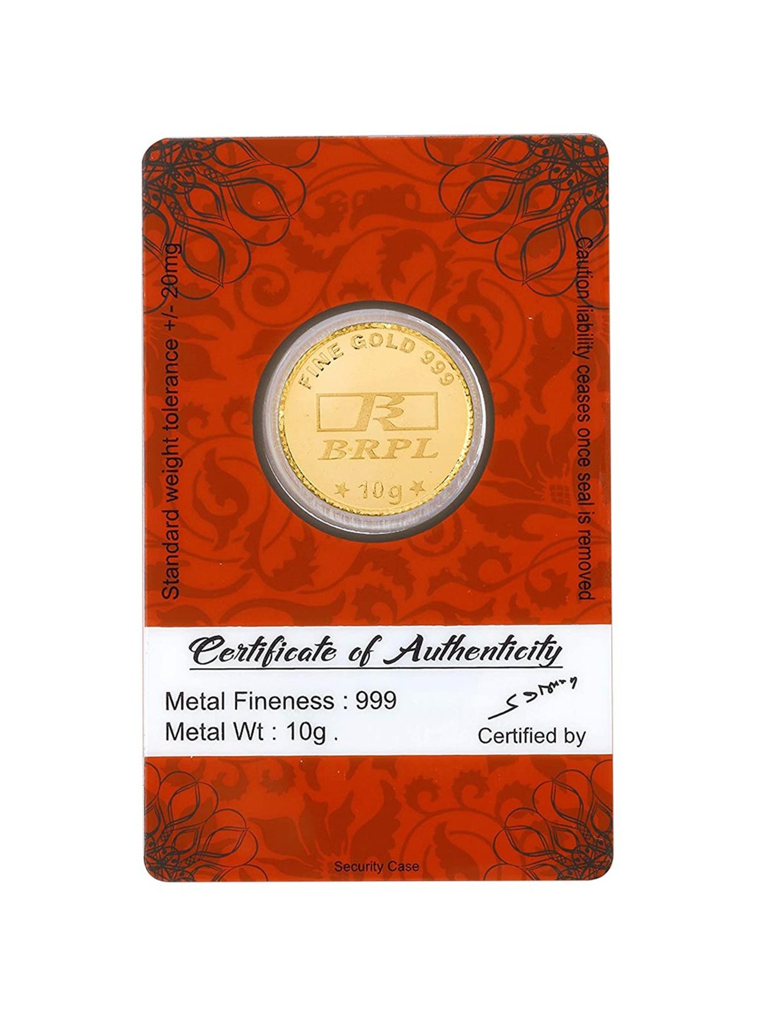 Bangalore Refinery Banyan Tree 24k (999) 10gm Gold Coin