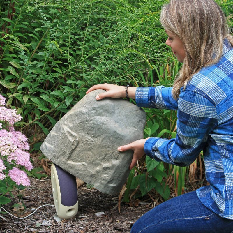 14" Textured Painted Garden Stone - Gray - Emsco