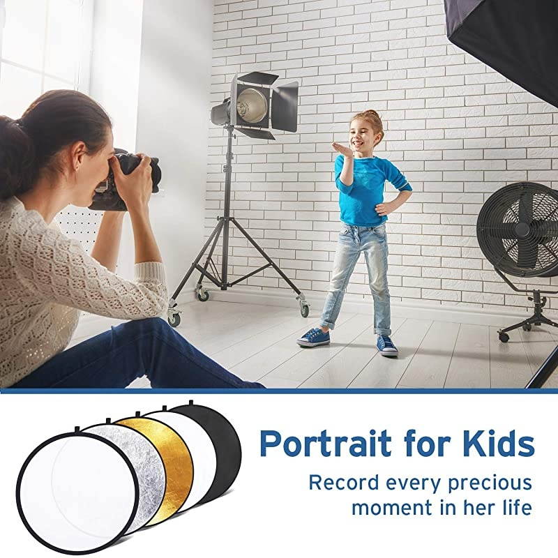 24quot 60cm 5in1 Photography Reflector Light Reflectors for Photography MultiDisc Photo Reflector Collapsible with Bag Translucent Silver Gold White and Black