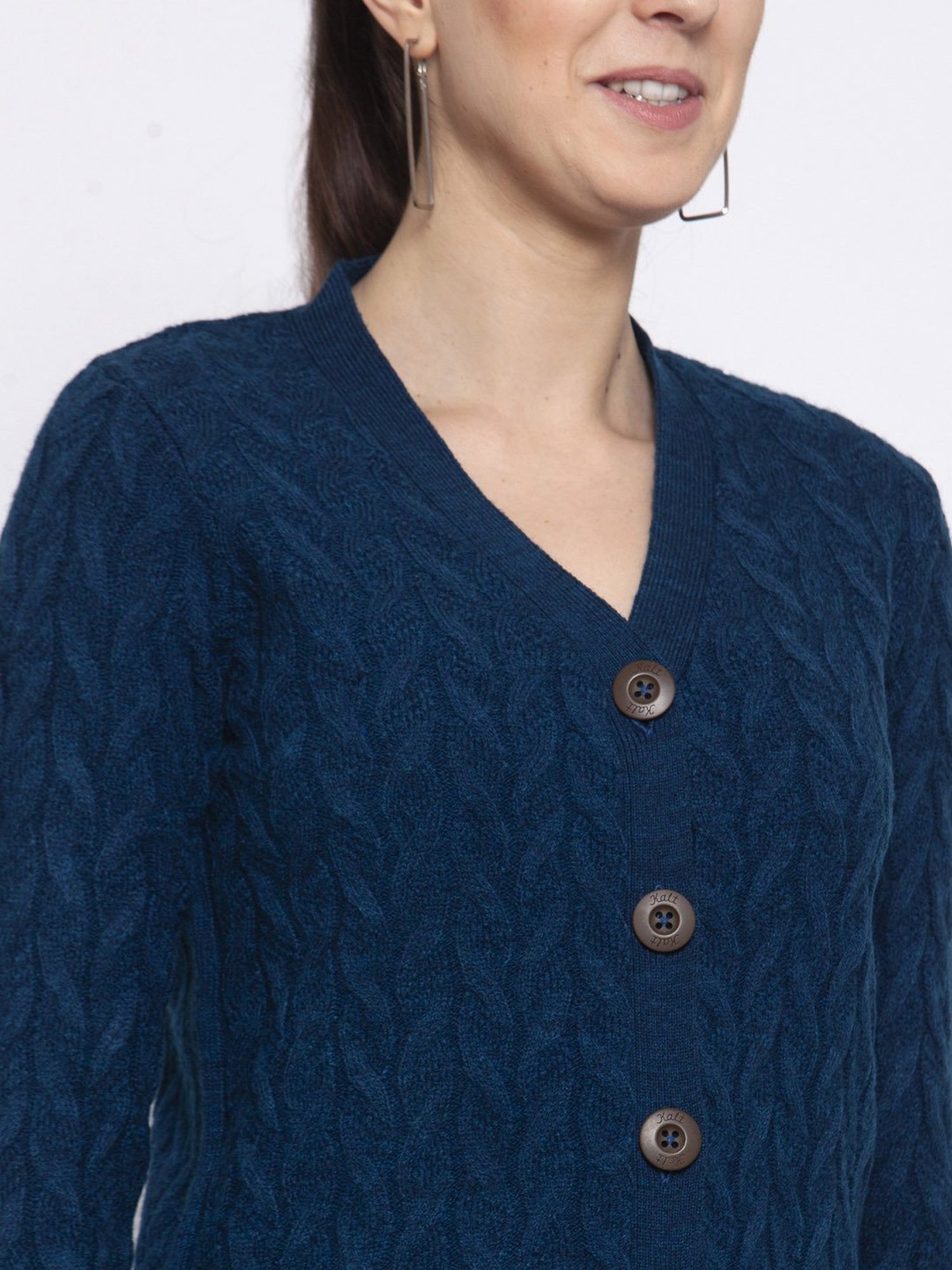 Kalt Teal Cable Design Sweater