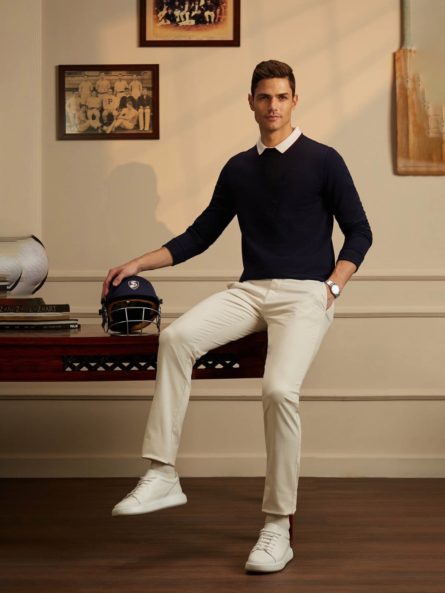 Peter England Casuals Navy Regular Fit Sweater