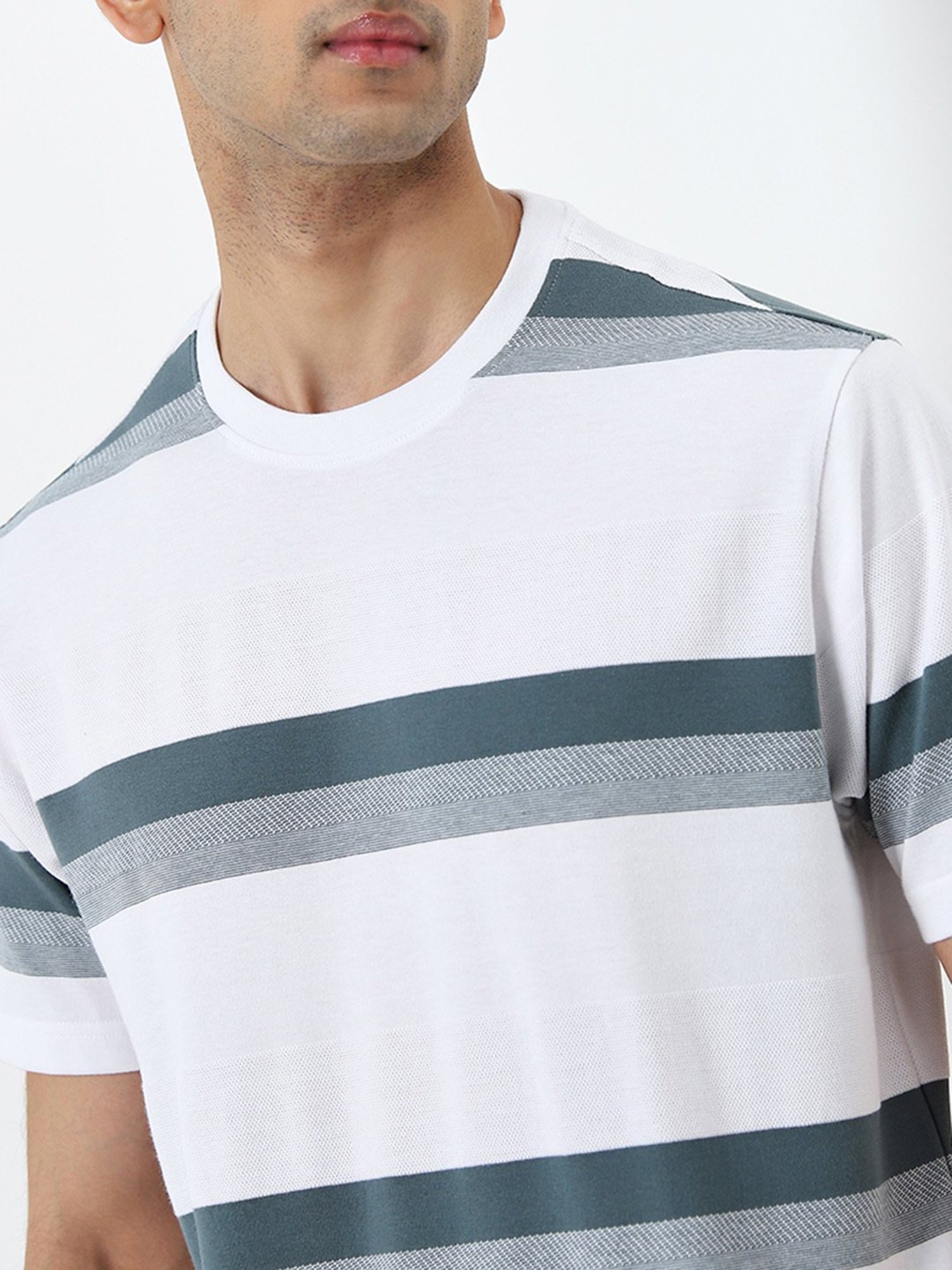 WES Lounge by Westside Dark Sage Striped Relaxed-Fit T-Shirt
