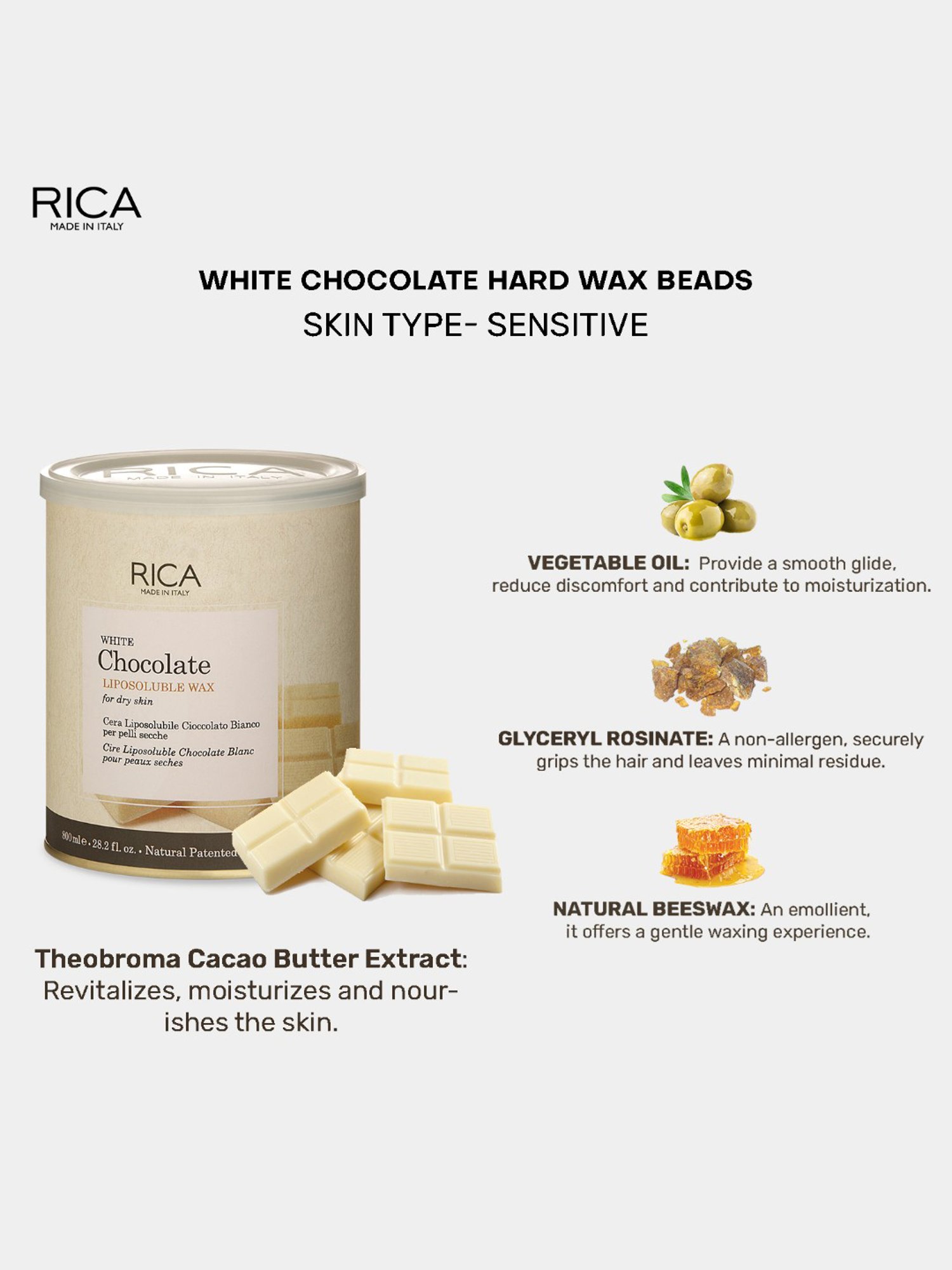Rica White Chocolate Wax - 800 ml