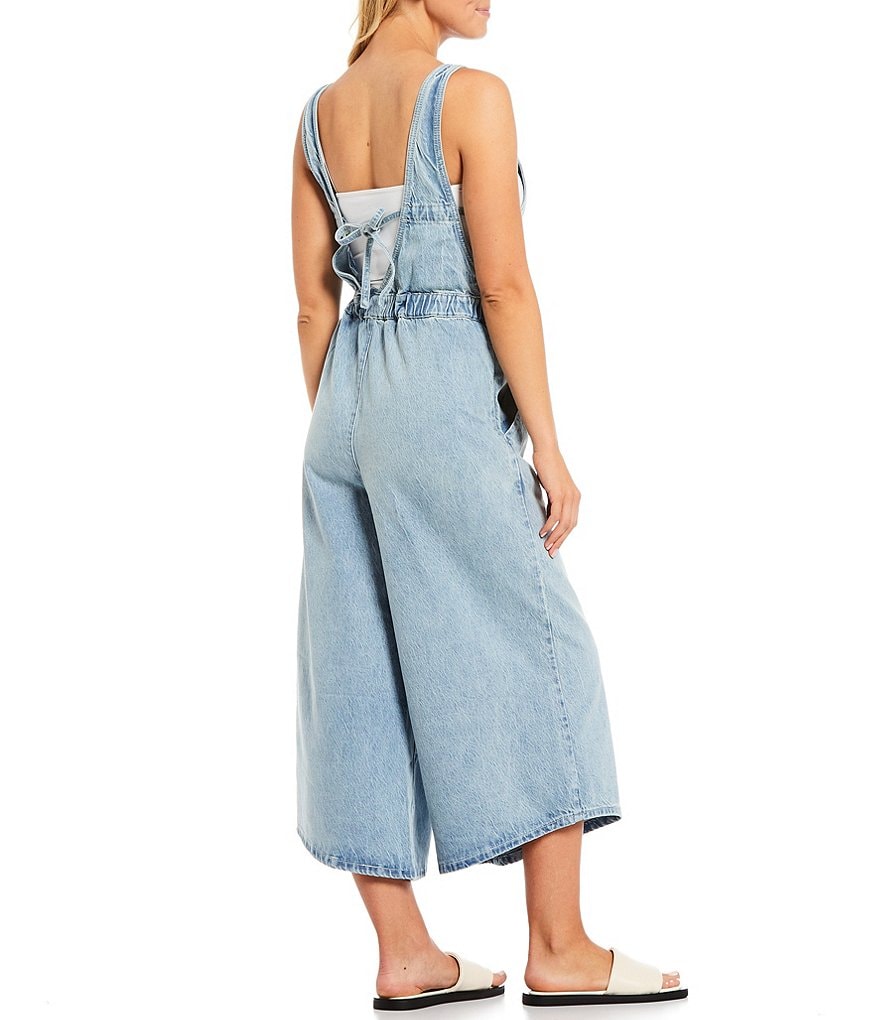 Free People Alora Sleeveless Wide Leg Cropped Jumpsuit