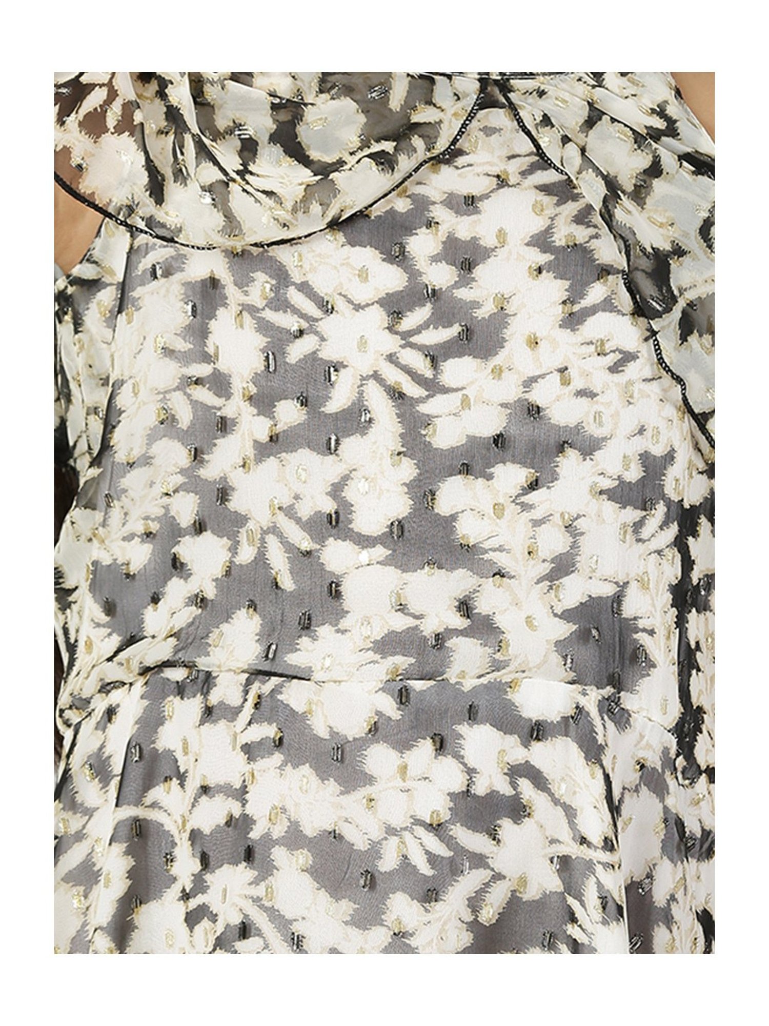 Kiddopanti Kids Black & Off White Printed Dress