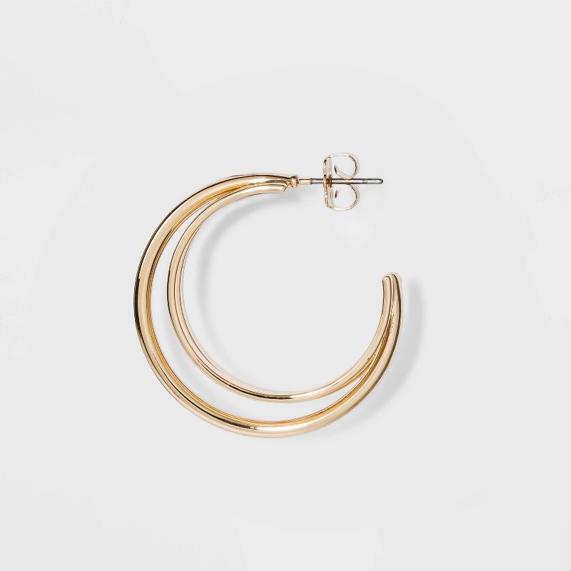 Metal Double Hoop Earrings - A New Day™ Gold