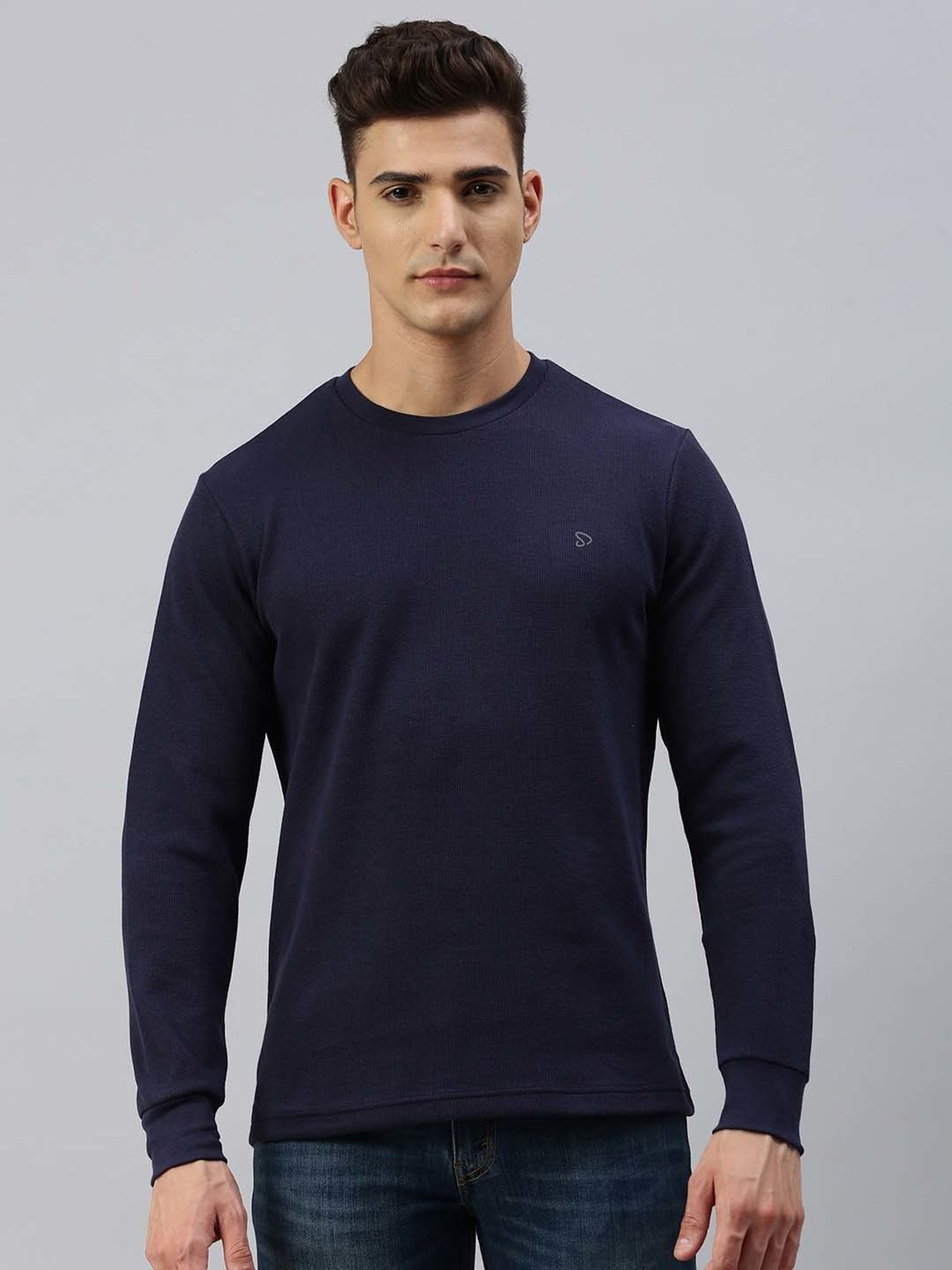Sporto Navy Regular Fit Crew T-Shirt