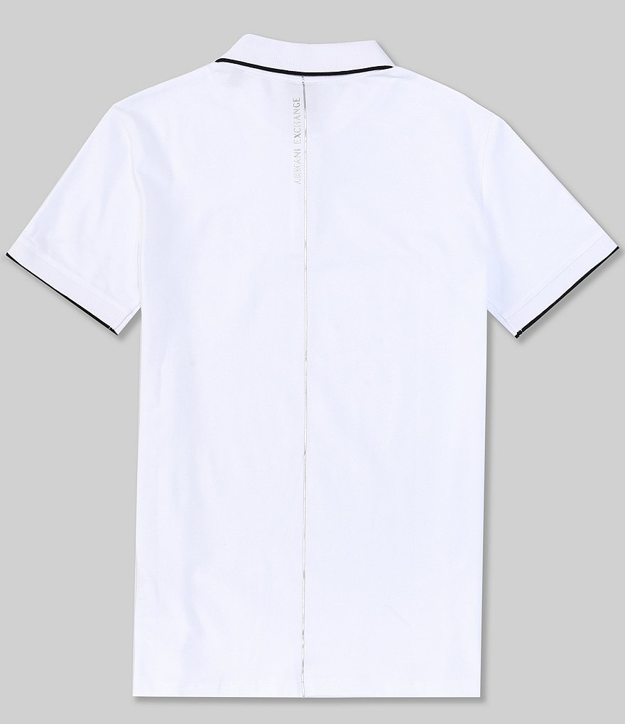 Armani Exchange Slim-Fit Metallic Logo Short-Sleeve Quarter-Zip Polo Shirt