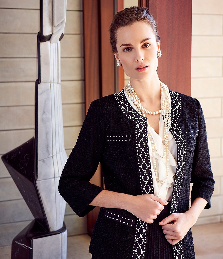 Misook Ruffle Trim V-Neck Washable Sleeveless Blouse