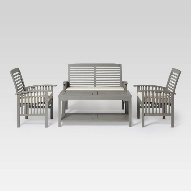 4pc Classic Outdoor Patio Chat Set - Gray Wash - Saracina Home