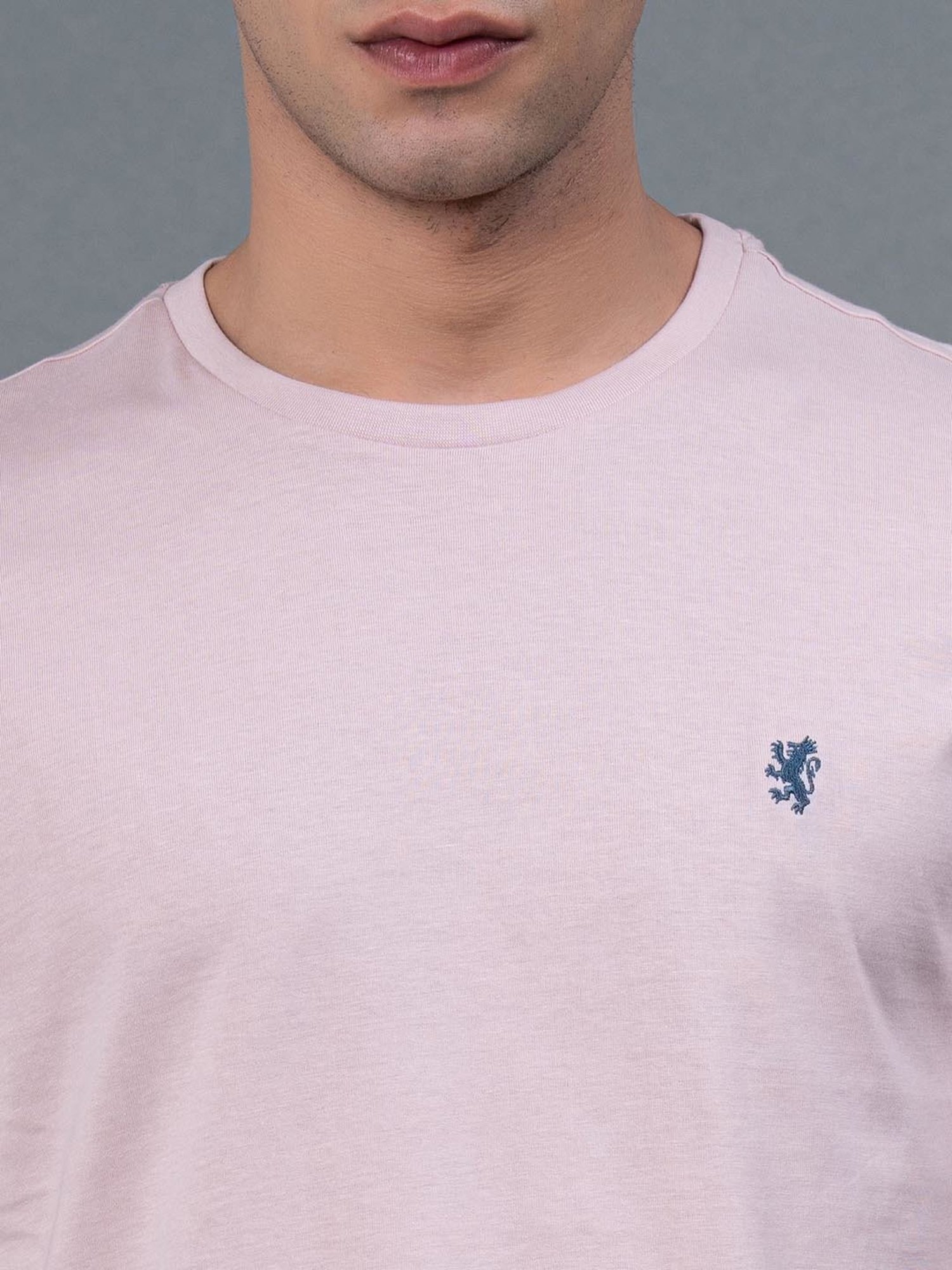 Red Tape Light Pink Regular Fit Cotton Crew T-Shirt