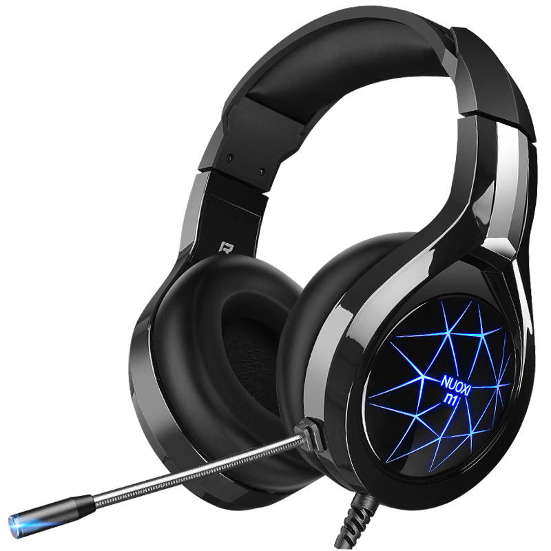 CORN N1 USB Wired Colorful Backlit LED Light  Deep Bass Gaming Headset Built-in MIC Support PC and Laptop-Black