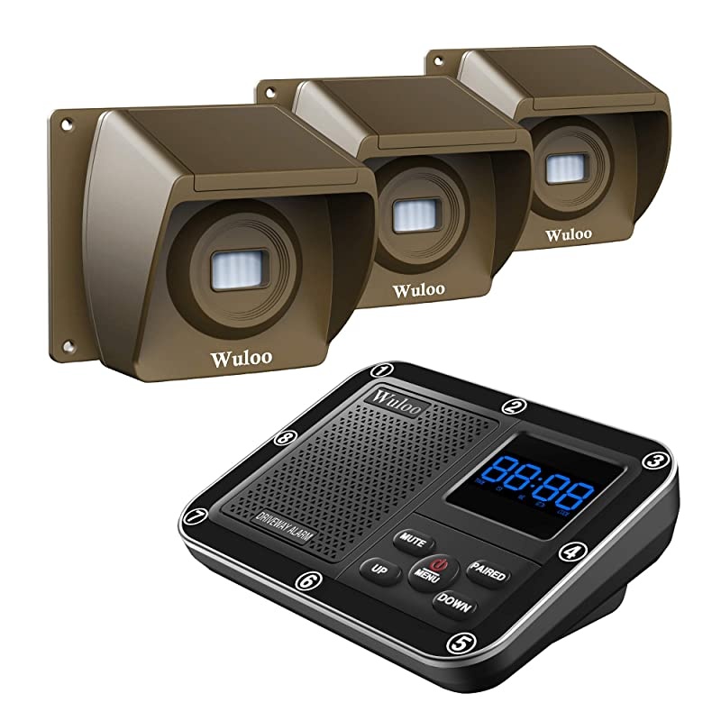 Driveway Alarm 1800 Feet Long Range Motion Sensor Alert System Driveway Detector for Home with 1800mAh Rechargeable Battery 13Brown