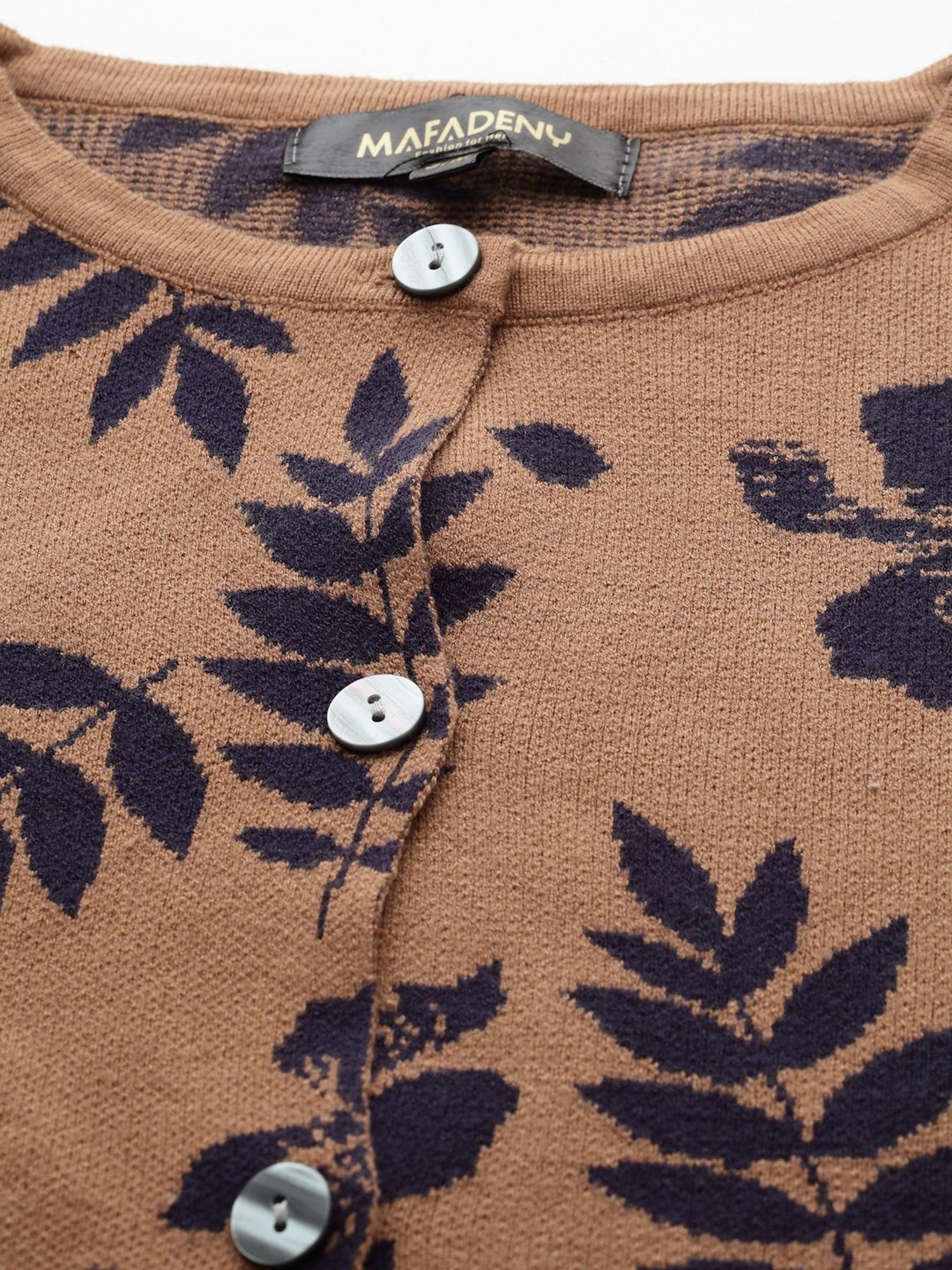 Mafadeny Brown Self Pattern Shrug