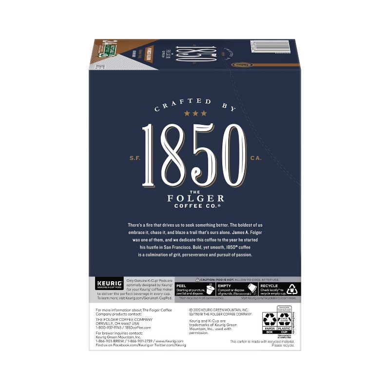 Folgers 1850 Pioneer Blend Dark Roast Coffee - Keurig  K-Cup Pods - 24ct