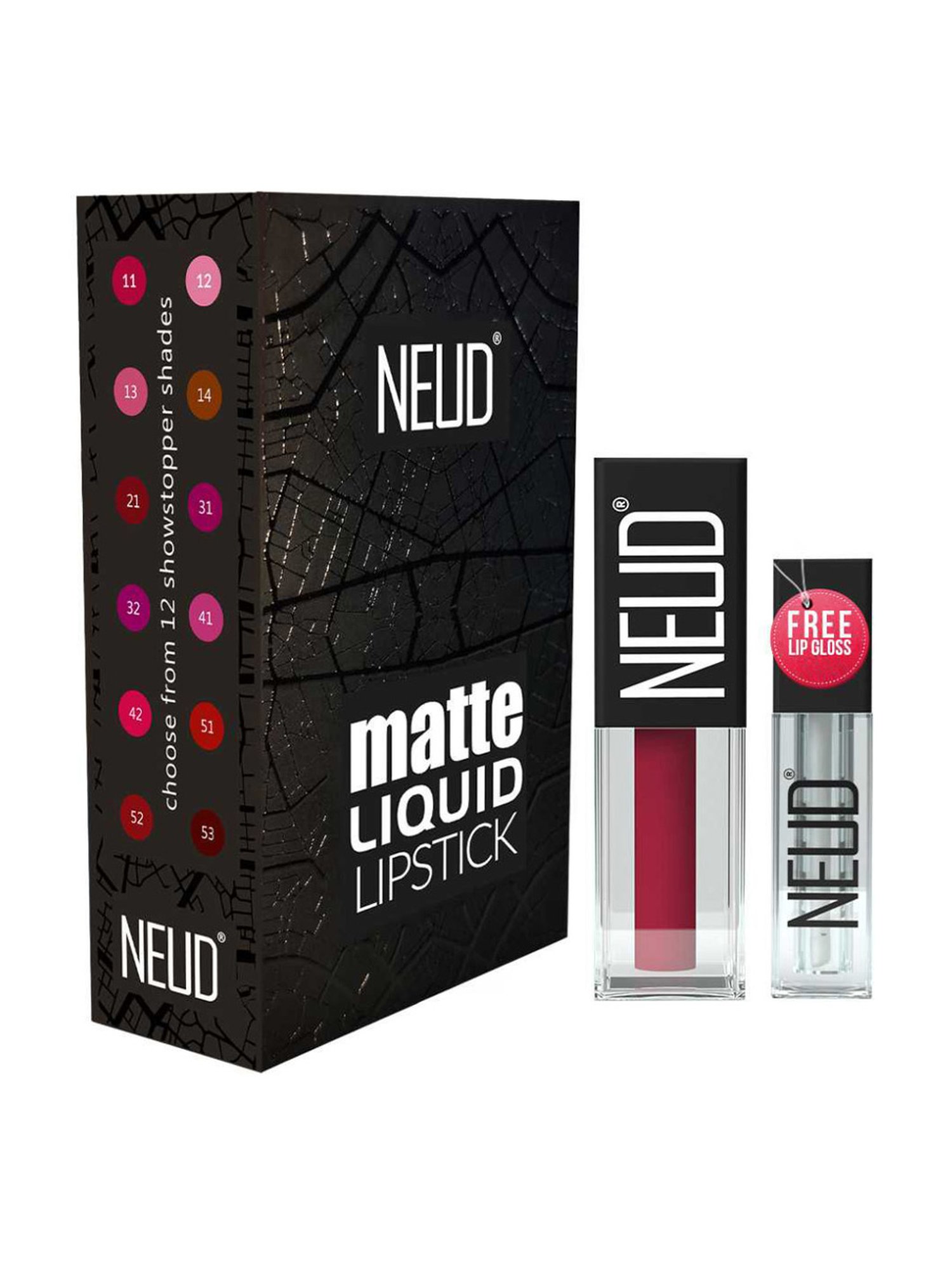 Neud Matte Liquid Lipstick Combo Peachy Pink & Supple Candy with Two Lip Gloss Free