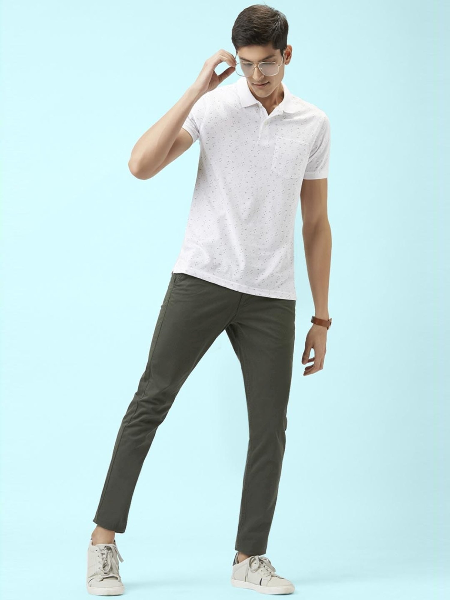 Byford by Pantaloons Green Cotton Slim Fit Trousers