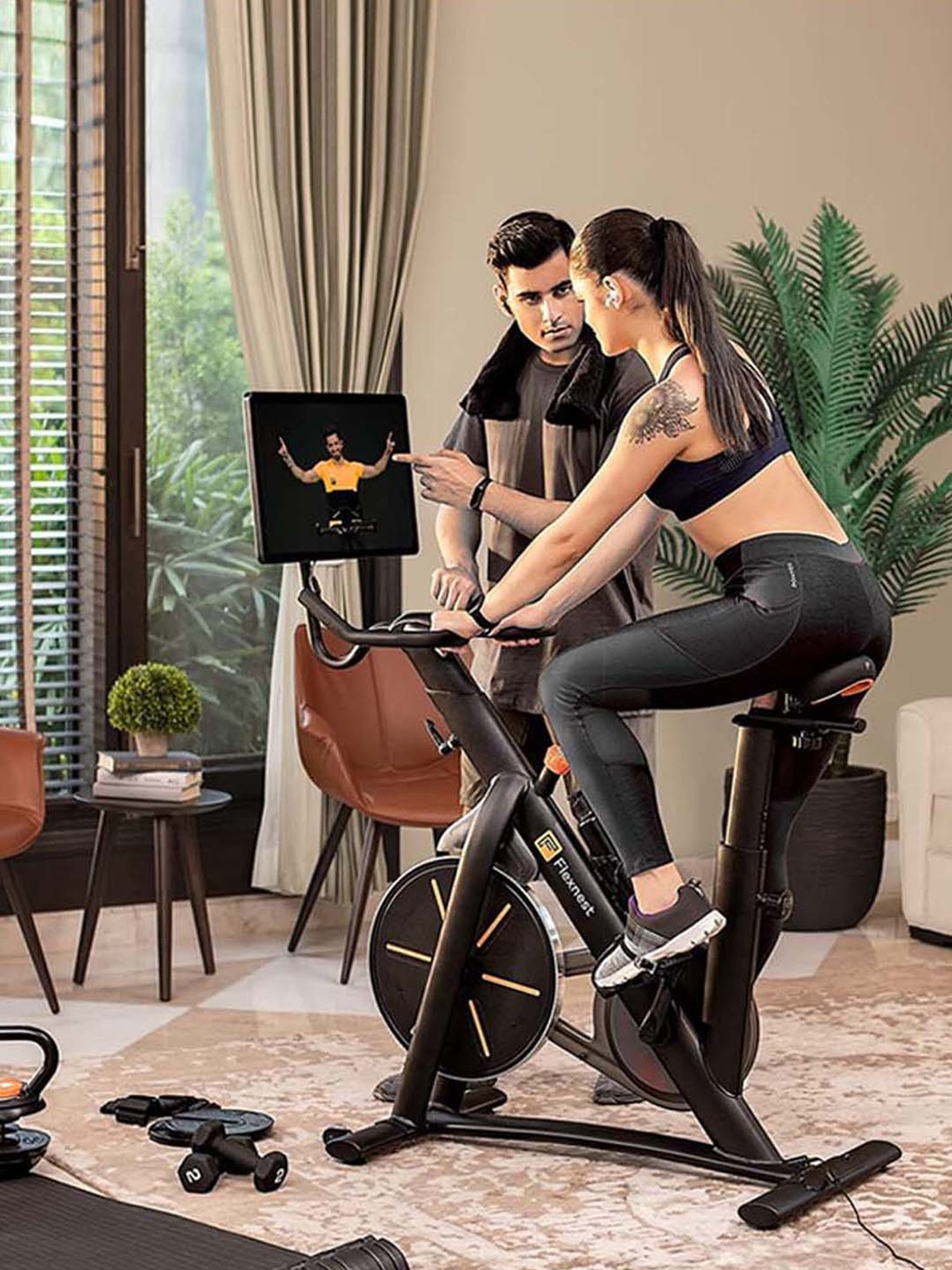 Flexnest Flexbike Plus Bluetooth Spin Bike Exercise Cycle for Home Gym Workout
