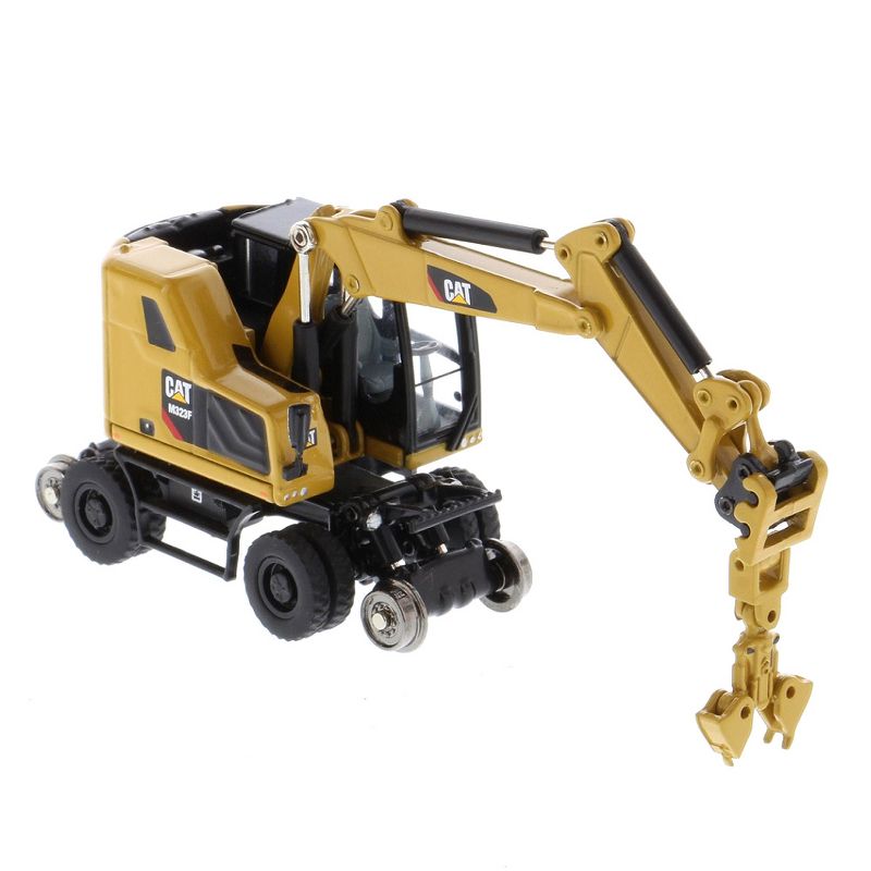 CAT Caterpillar M323F Railroad Wheeled Excavator with 3 Accessories (CAT Yellow Version) "High Line" 1/87 (HO) Scale Diecast Model by Diecast Masters