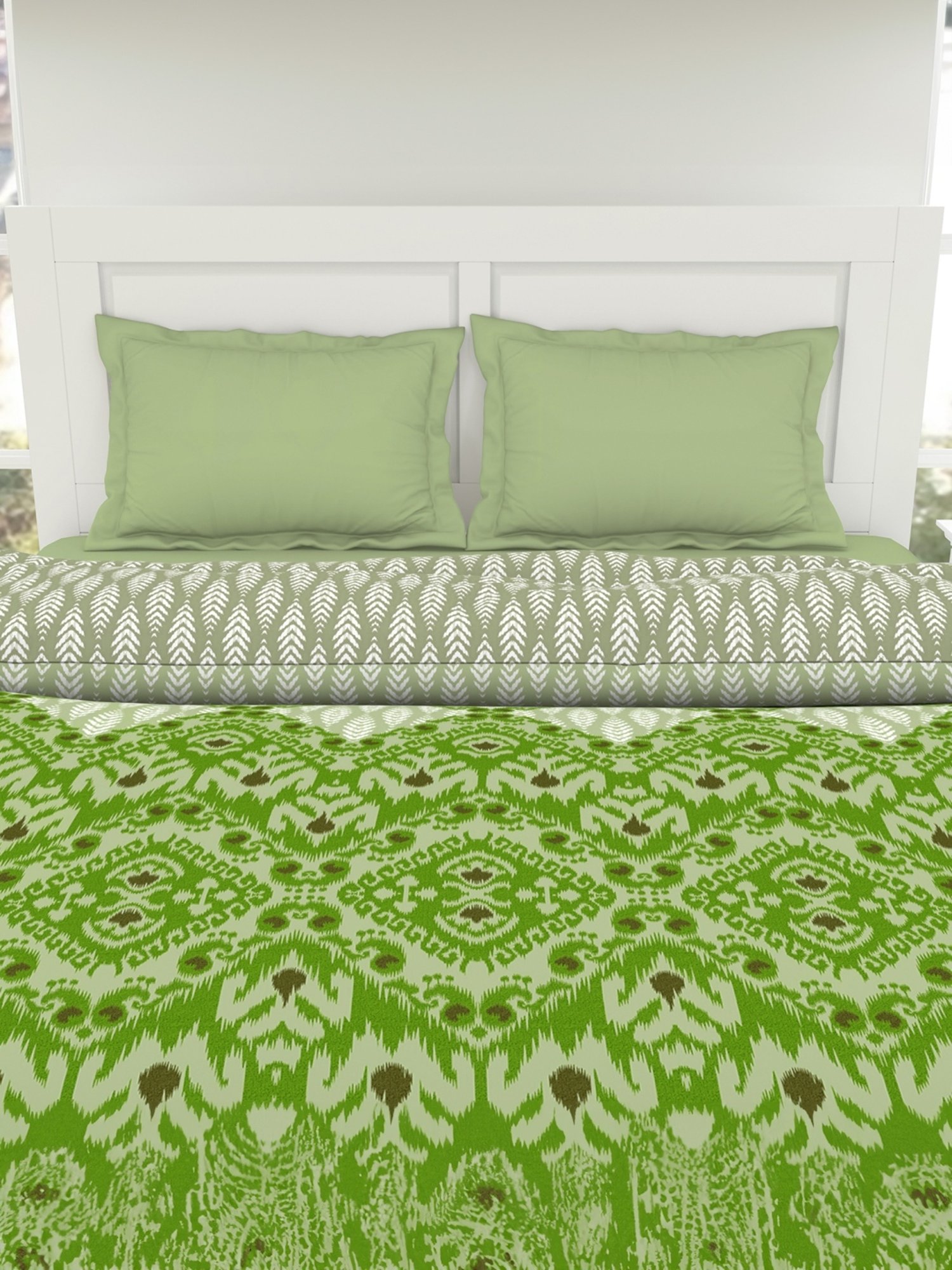 Spaces Ikkat Titanite Cotton 144 TC Double Bed Quilt