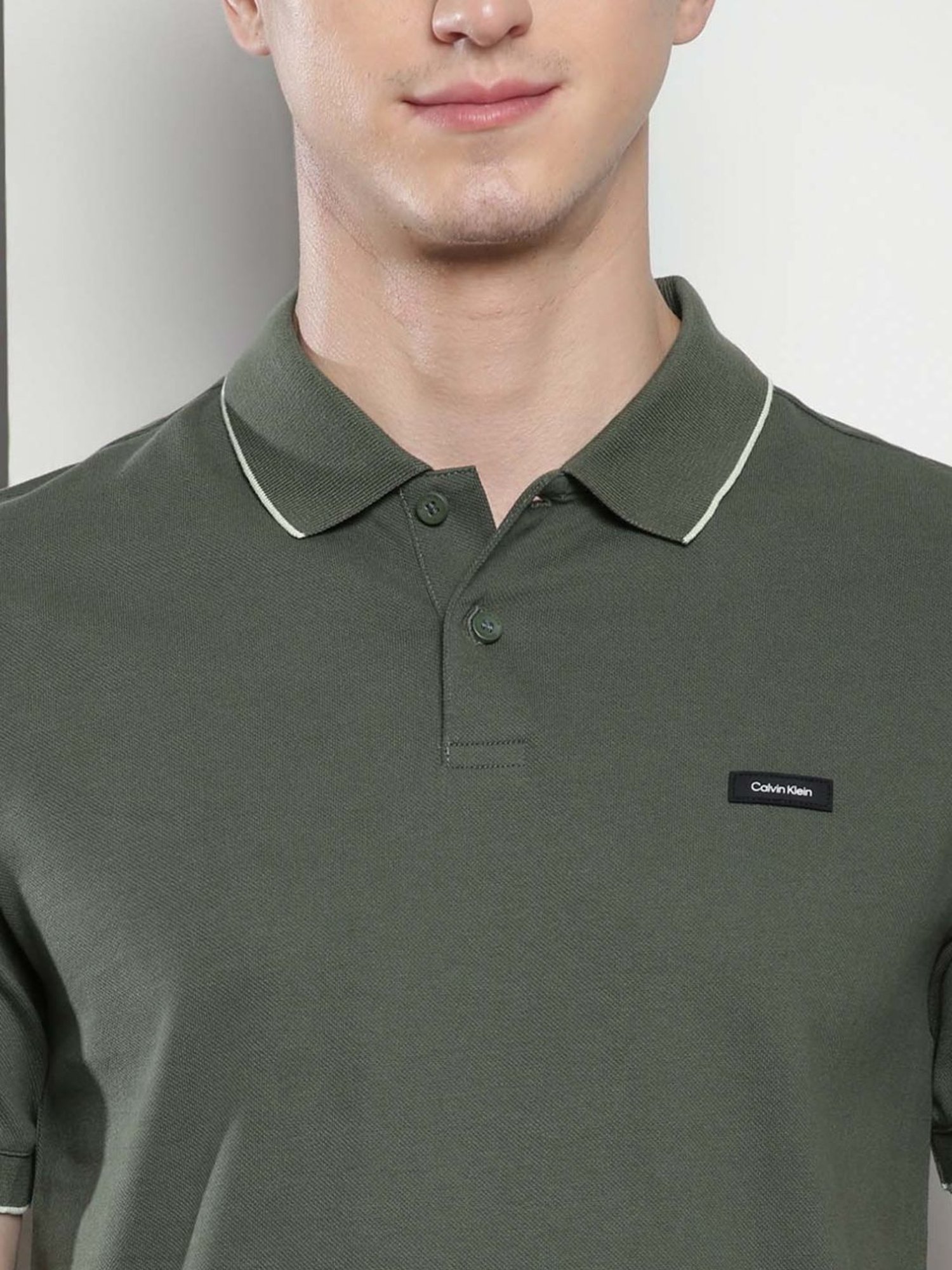 Calvin Klein Thyme Cotton Slim Fit Polo T-Shirt