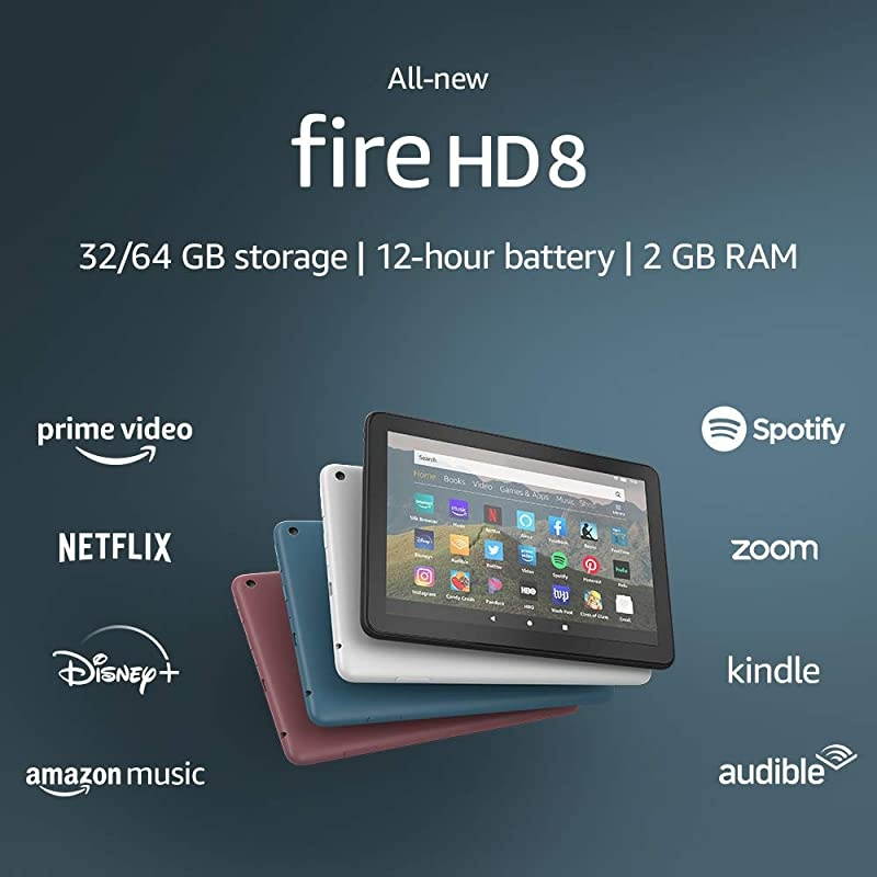 HD 8 tablet, 8" HD display, 32 GB, designed for portable entertainment, Black, without lockscreen ads