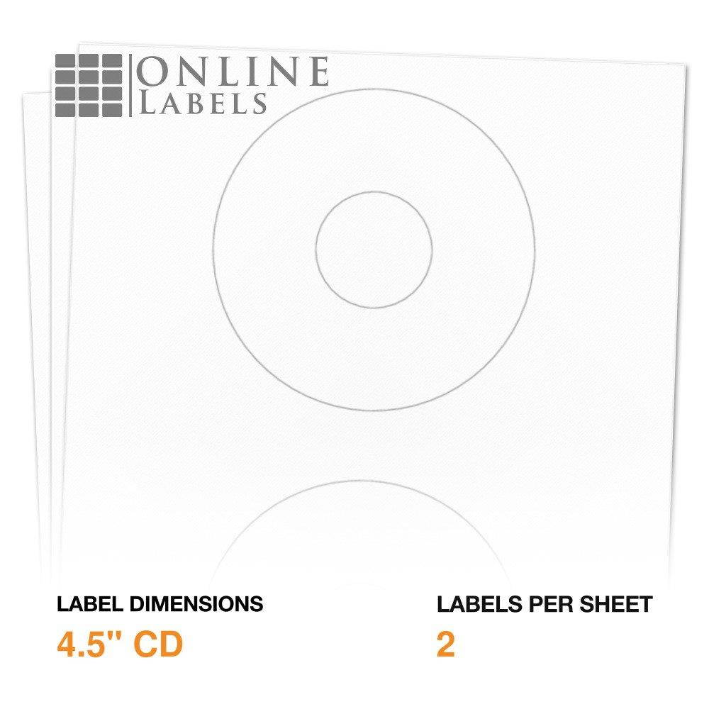 4.5" CD/DVD Labels - Pack of 1,000 CD/DVD Stickers, 500 Sheets - Inkjet/Laser Printer - Online Labels
