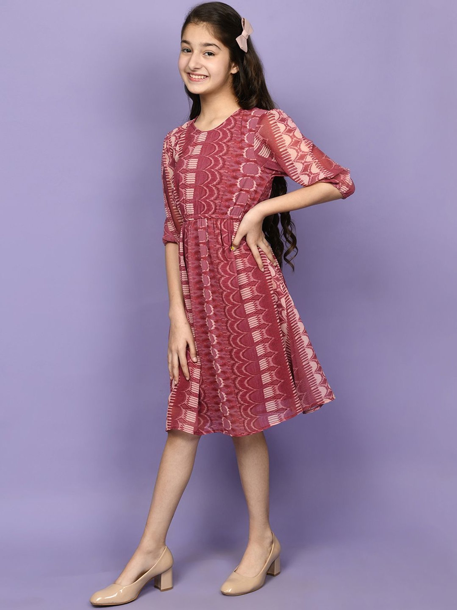 LilPicks Kids Pink Printed Dress