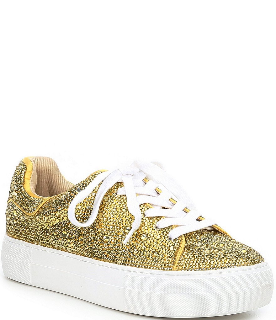 Blue by Betsey Johnson Sidny Rhinestone Embellished Platform Lace-Up Sneakers