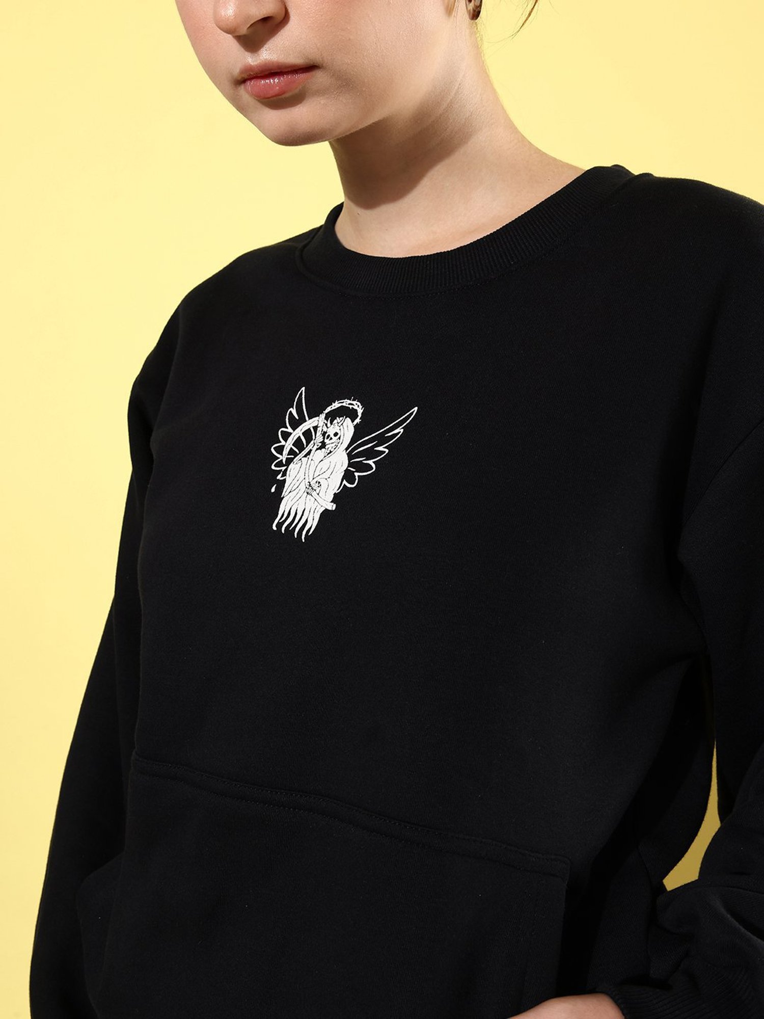 Difference of Opinion Black Fleece Printed Oversized Sweatshirt