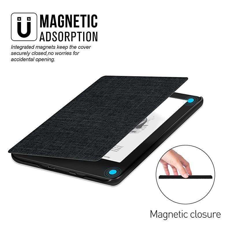 Fabric Case for AllNew Kindle 10th Gen 2019 Release Only ThinnestampLightest Smart Cover with Auto WakeSleep Support Back Cover adsorption Not Fit Kindle Paperwhite 10th Gen 2018 Black